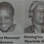 Obituary Image of David Momanyi Getuno and Omong'ina Esther Nyarinda Getuno