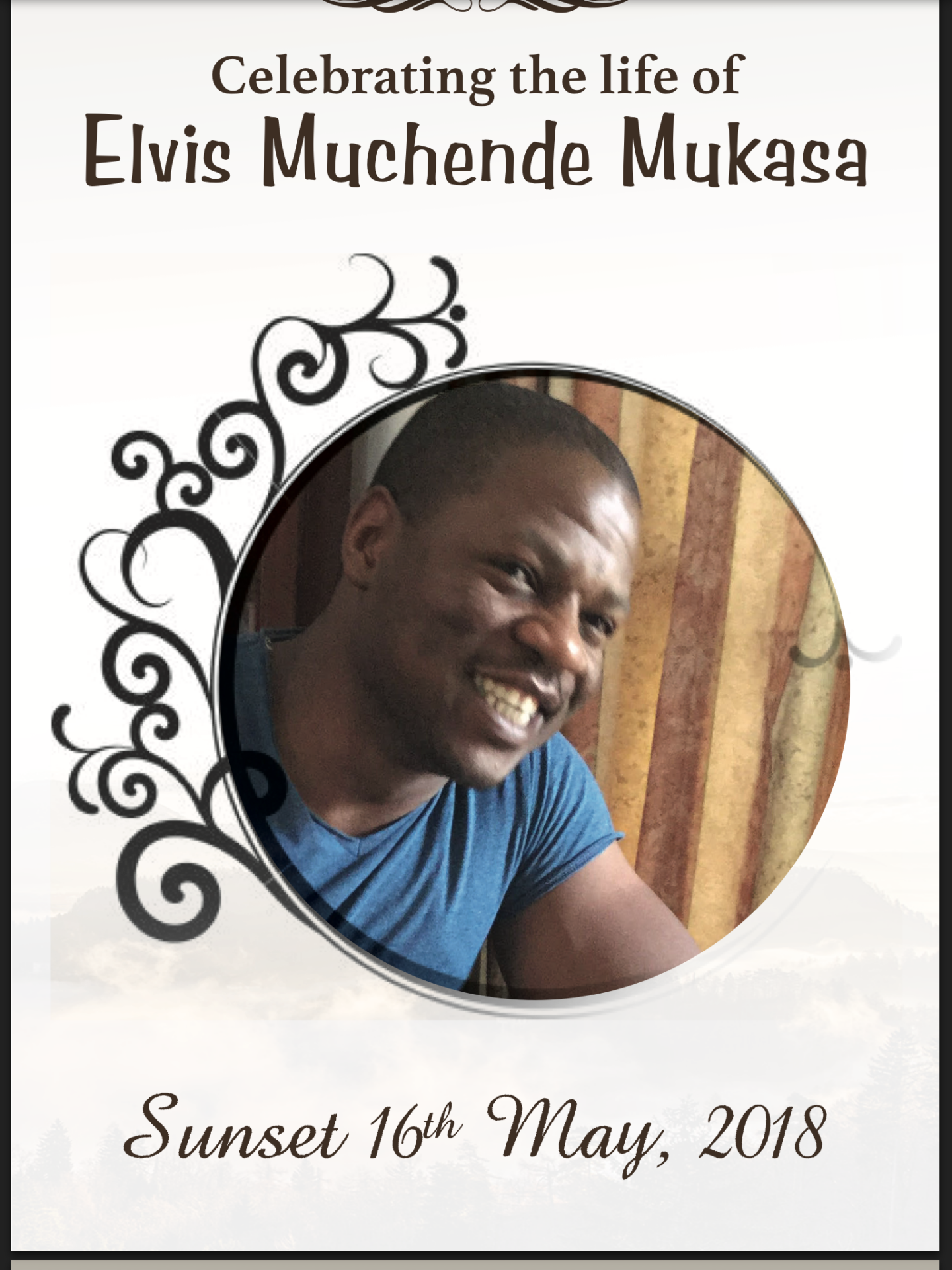 Obituary Image of Elvis Muchende Mukasa employee of Charleston FCM, Arusha
